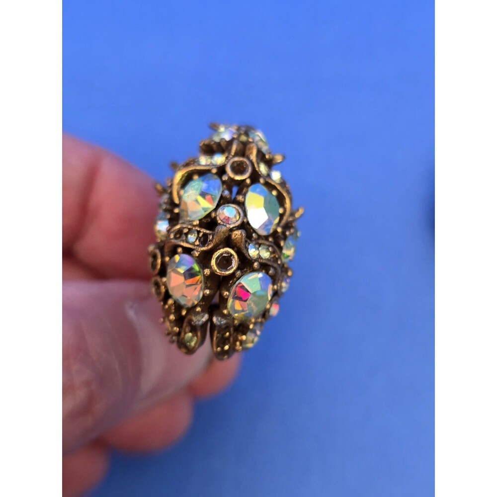 Vintage Hollycraft 1958 Rhinestone Jeweled Earrings Stamped Copper